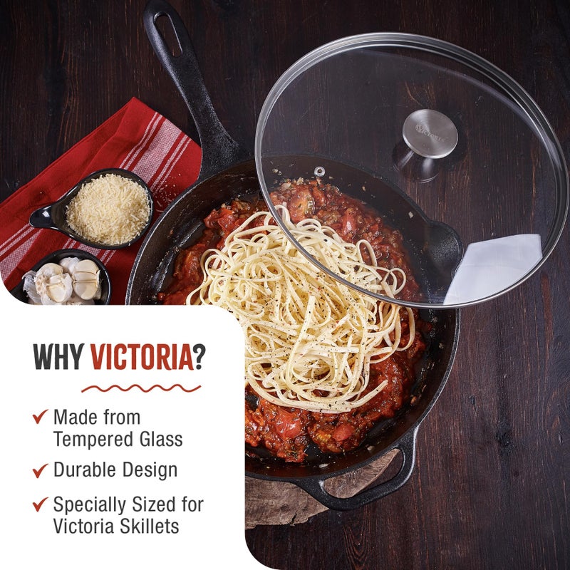 Victoria 11.5-Inch Glass Lid for Victoria Round 12-Inch Cast Iron Skillet or Pan, Custom Made for Only Victoria Brand, Internal Diameter 11.5-Inch, External Diameter 12 Inch - Image 2